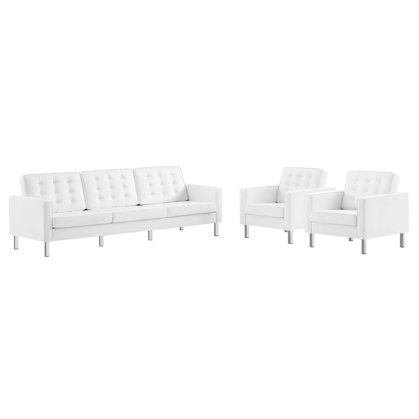 Loft 3-Piece Tufted Vegan Leather Furniture Set