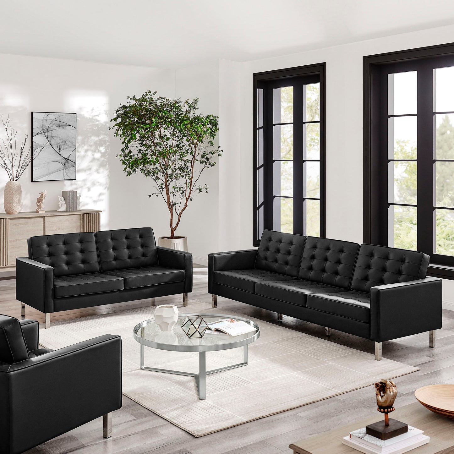 Loft 2-Piece Tufted Vegan Leather Furniture Set