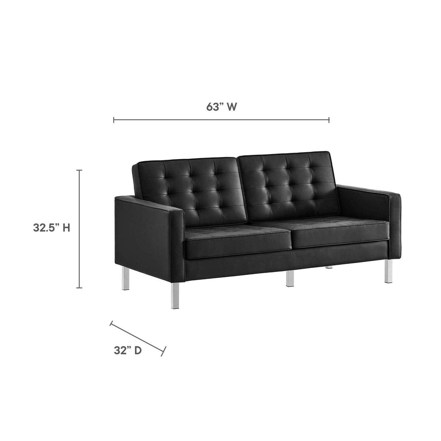 Loft 2-Piece Tufted Vegan Leather Furniture Set