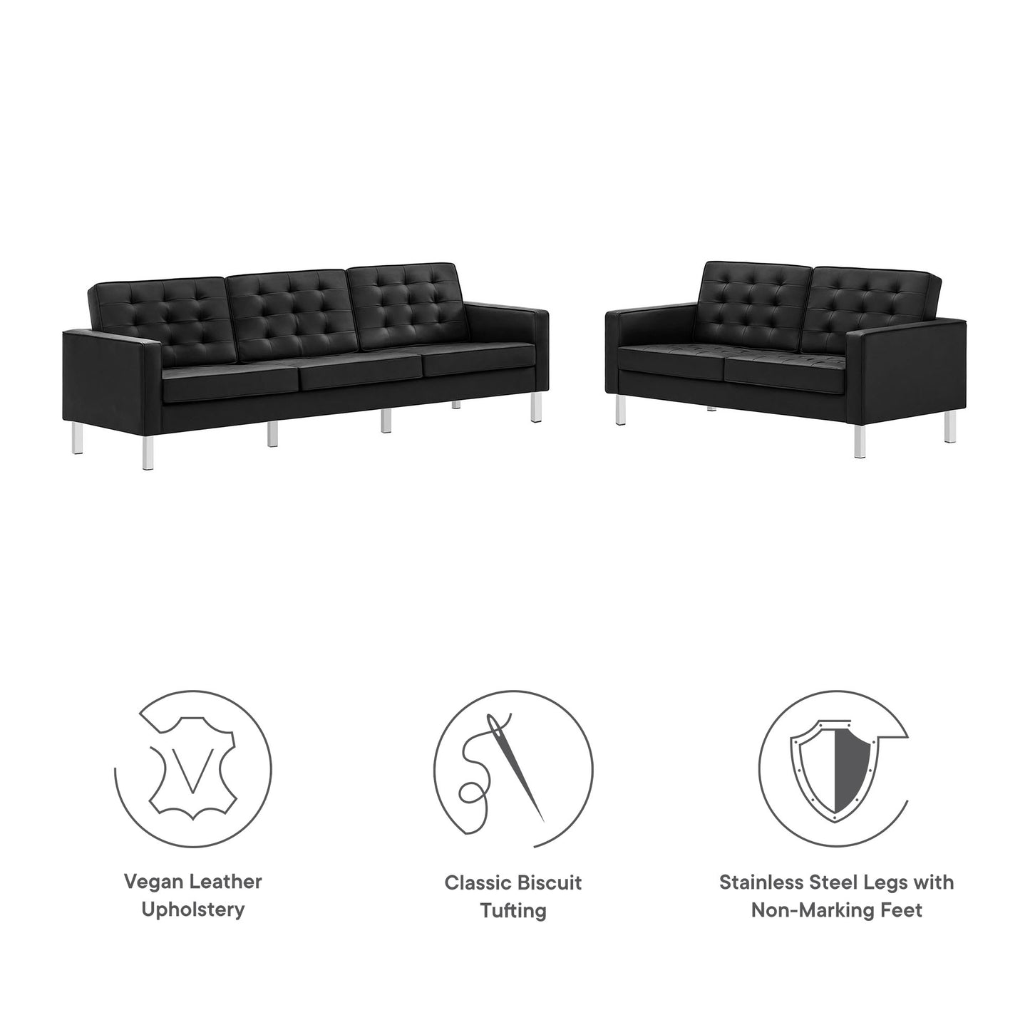 Loft 2-Piece Tufted Vegan Leather Furniture Set