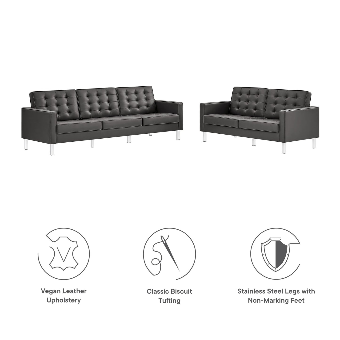 Loft 2-Piece Tufted Vegan Leather Furniture Set