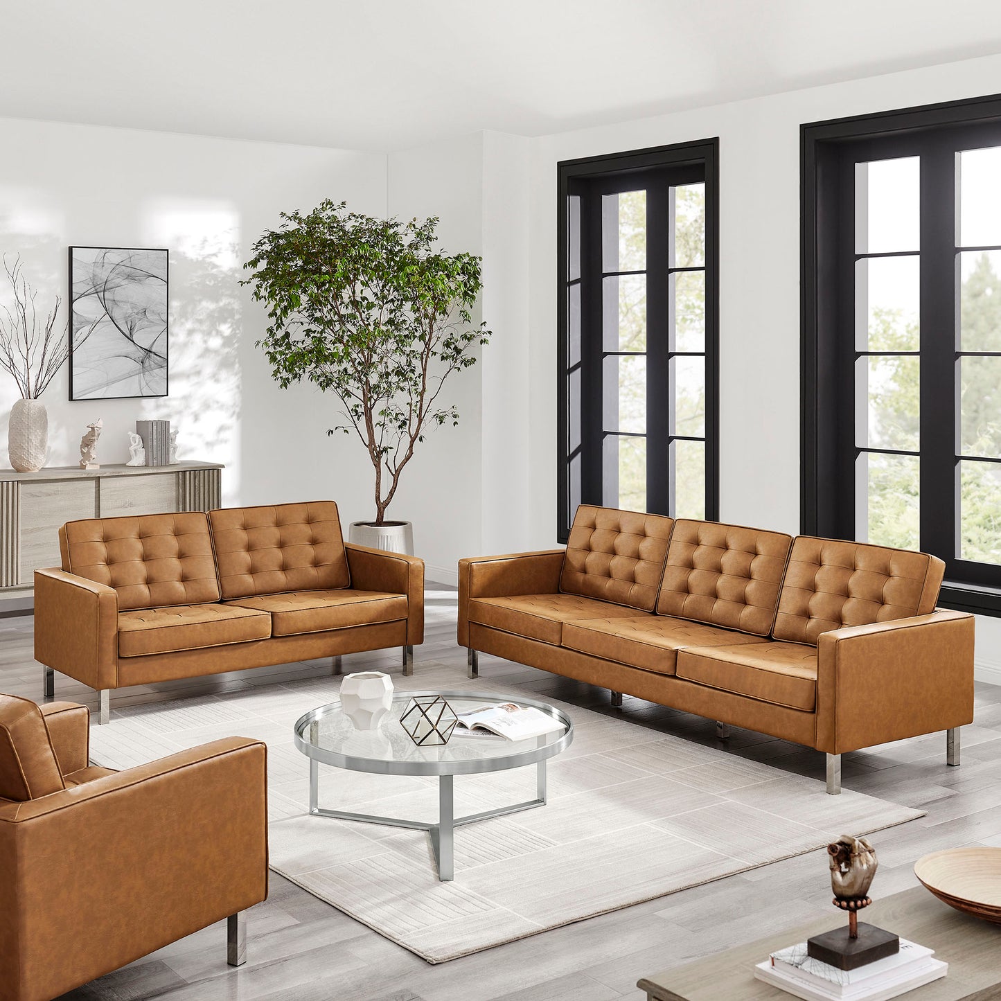 Loft 2-Piece Tufted Vegan Leather Furniture Set