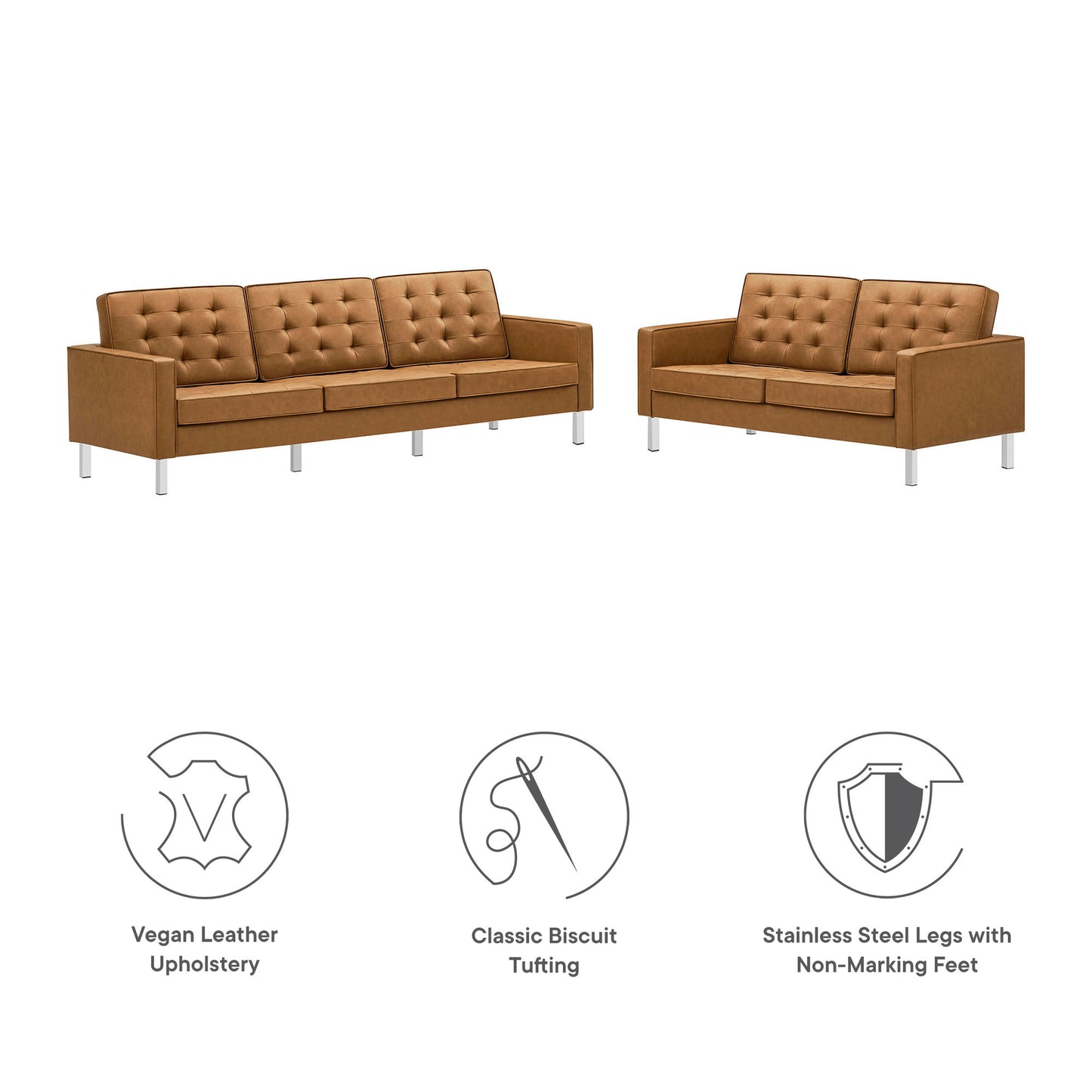 Loft 2-Piece Tufted Vegan Leather Furniture Set