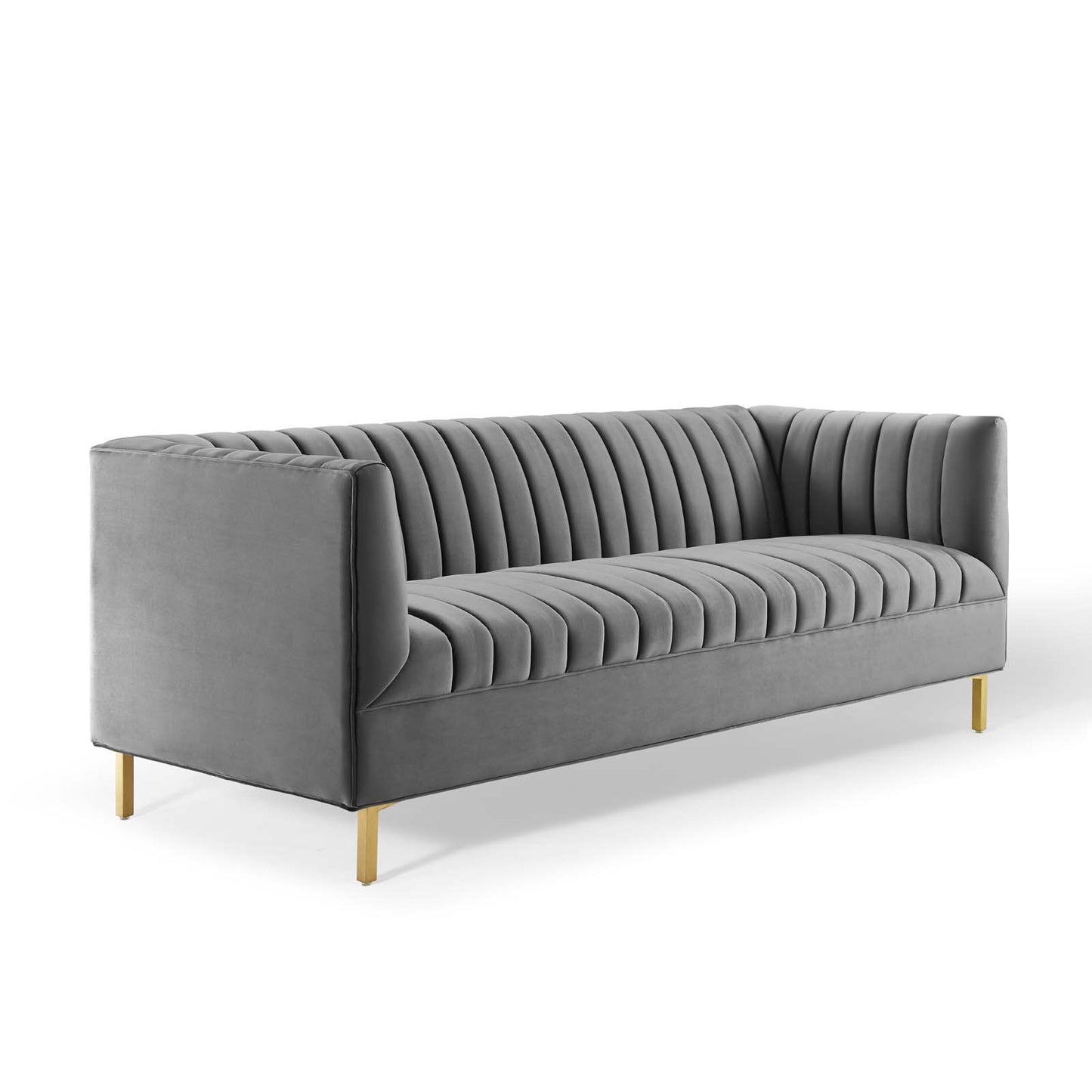 Shift Channel Tufted Performance Velvet Sofa