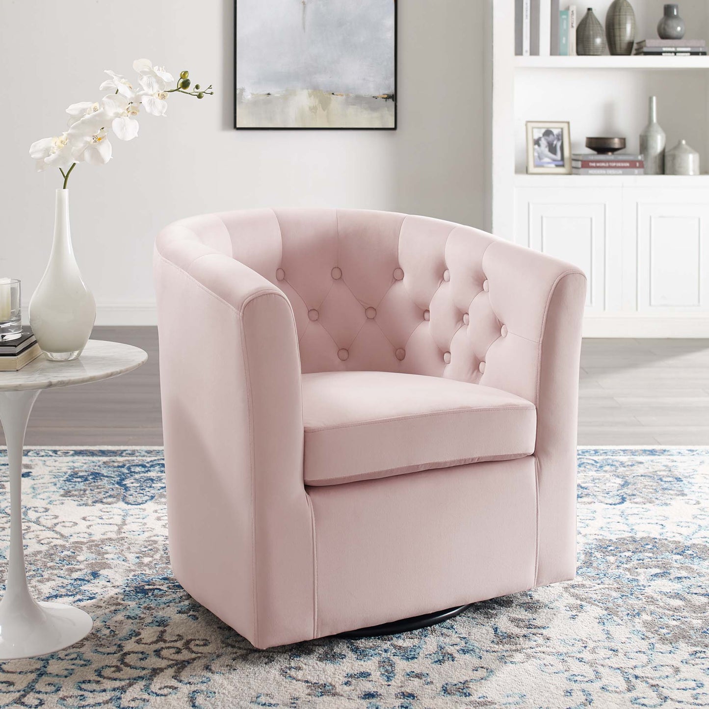 Prospect Tufted Performance Velvet Swivel Armchair