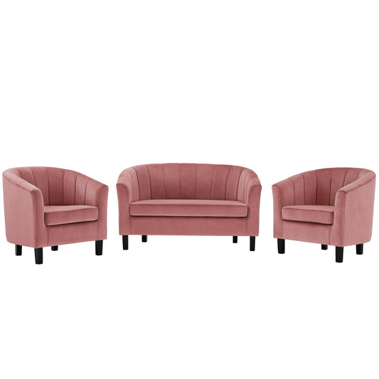 Prospect 3 Piece Channel Tufted Performance Velvet Set