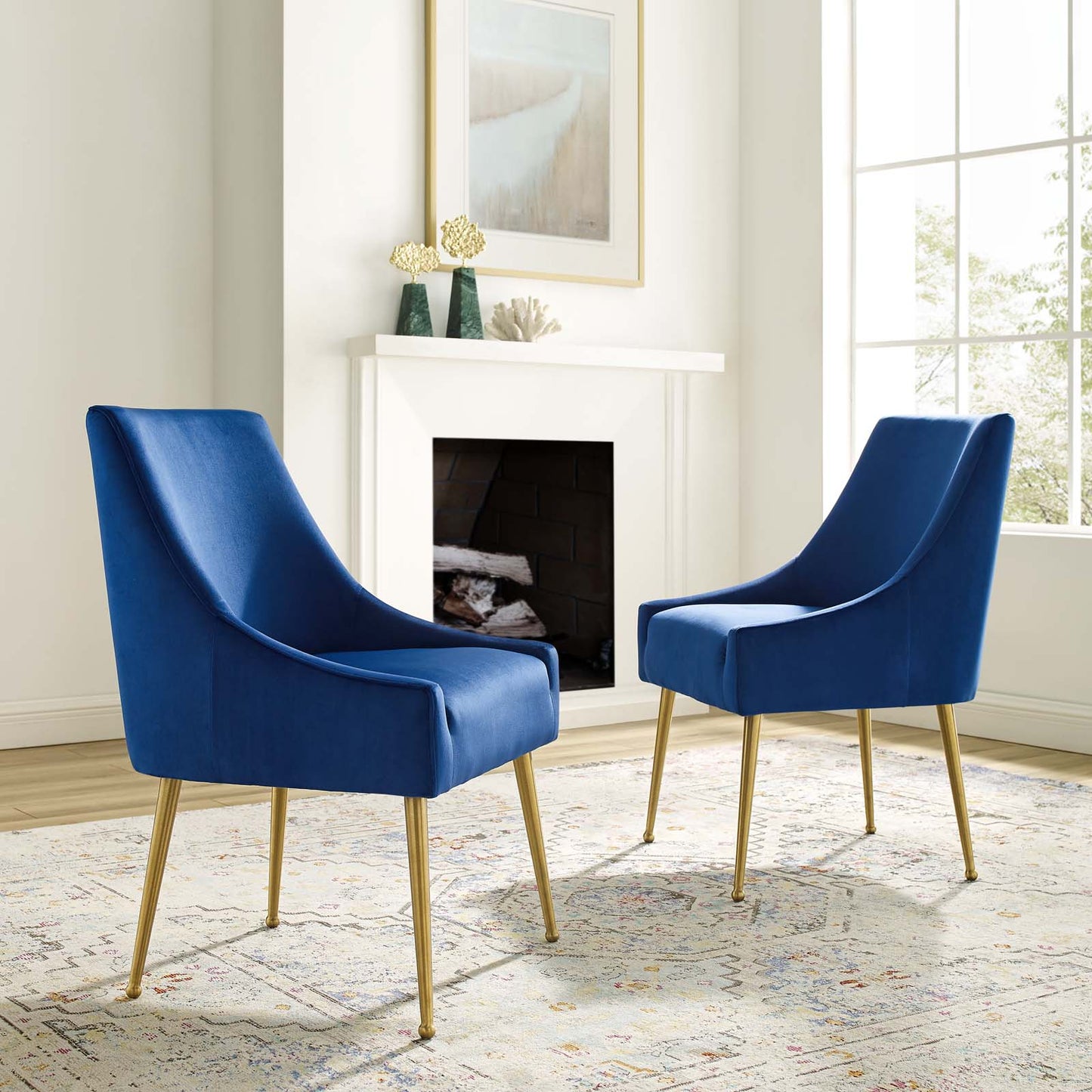 Discern Upholstered Performance Velvet Dining Chair Set of 2