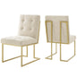 Privy Gold Stainless Steel Upholstered Fabric Dining Accent Chair Set of 2