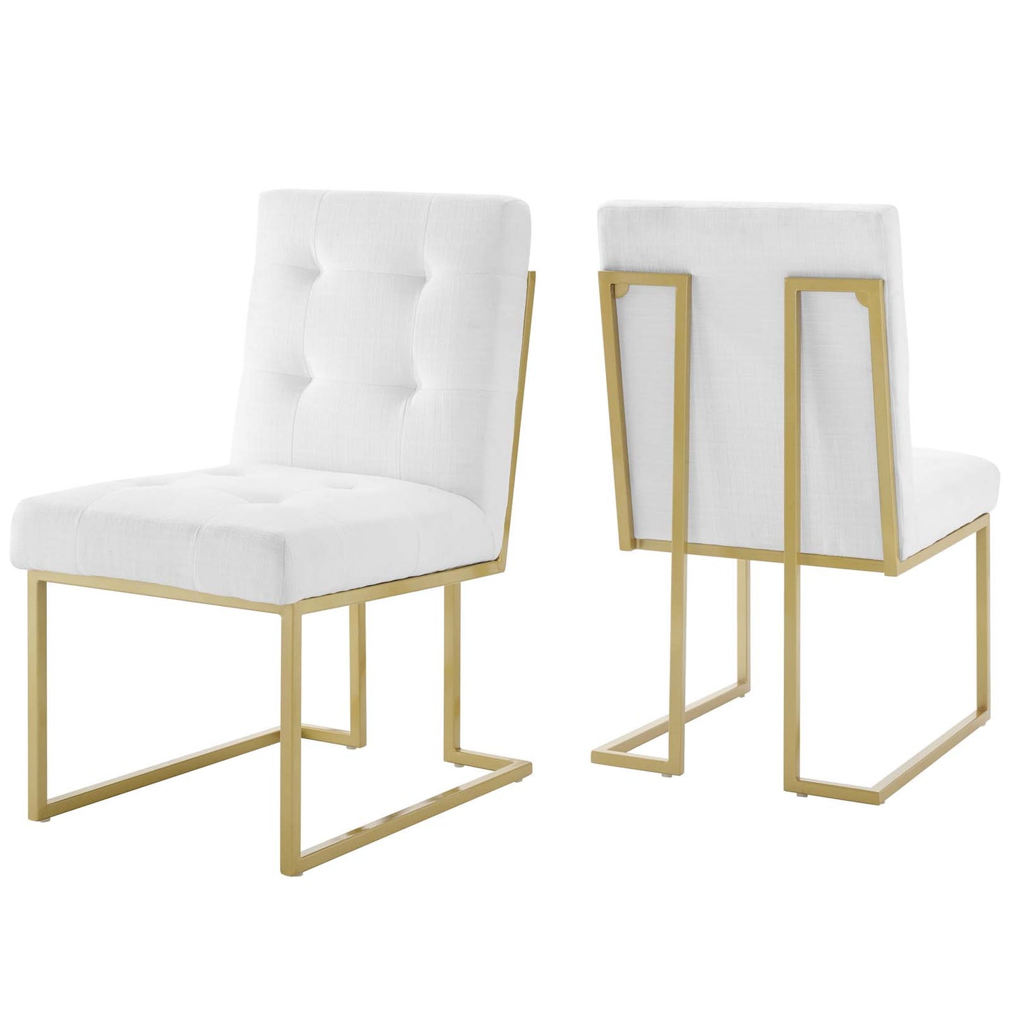 Privy Gold Stainless Steel Upholstered Fabric Dining Accent Chair Set of 2