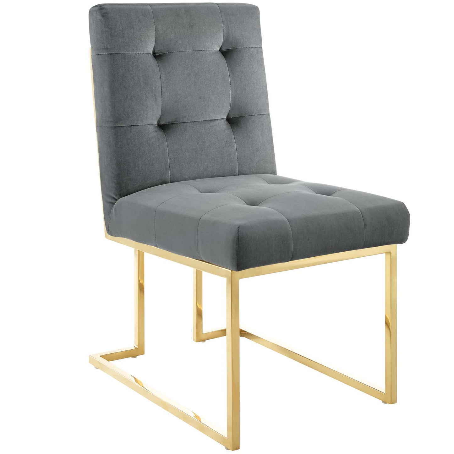 Lot de 2 chaises de salle à manger en velours et acier inoxydable Privy Gold par Modway