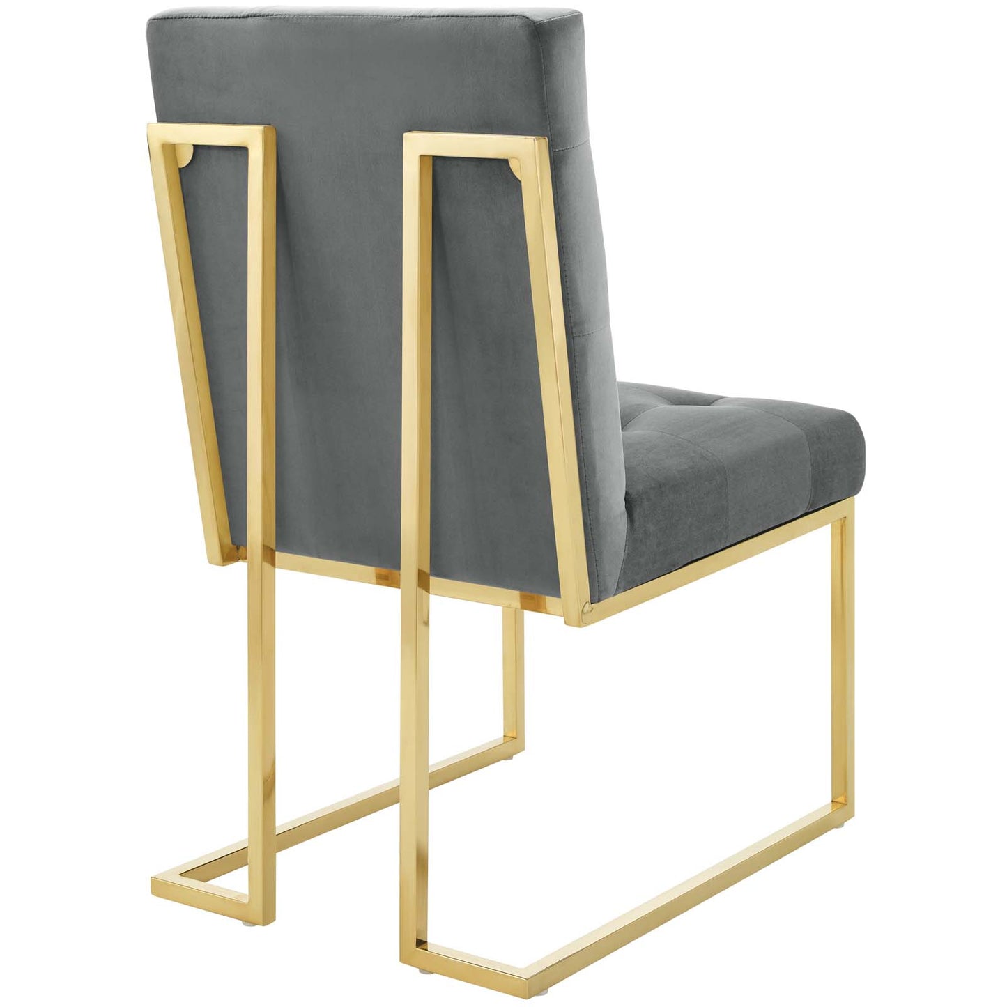 Lot de 2 chaises de salle à manger en velours et acier inoxydable Privy Gold par Modway