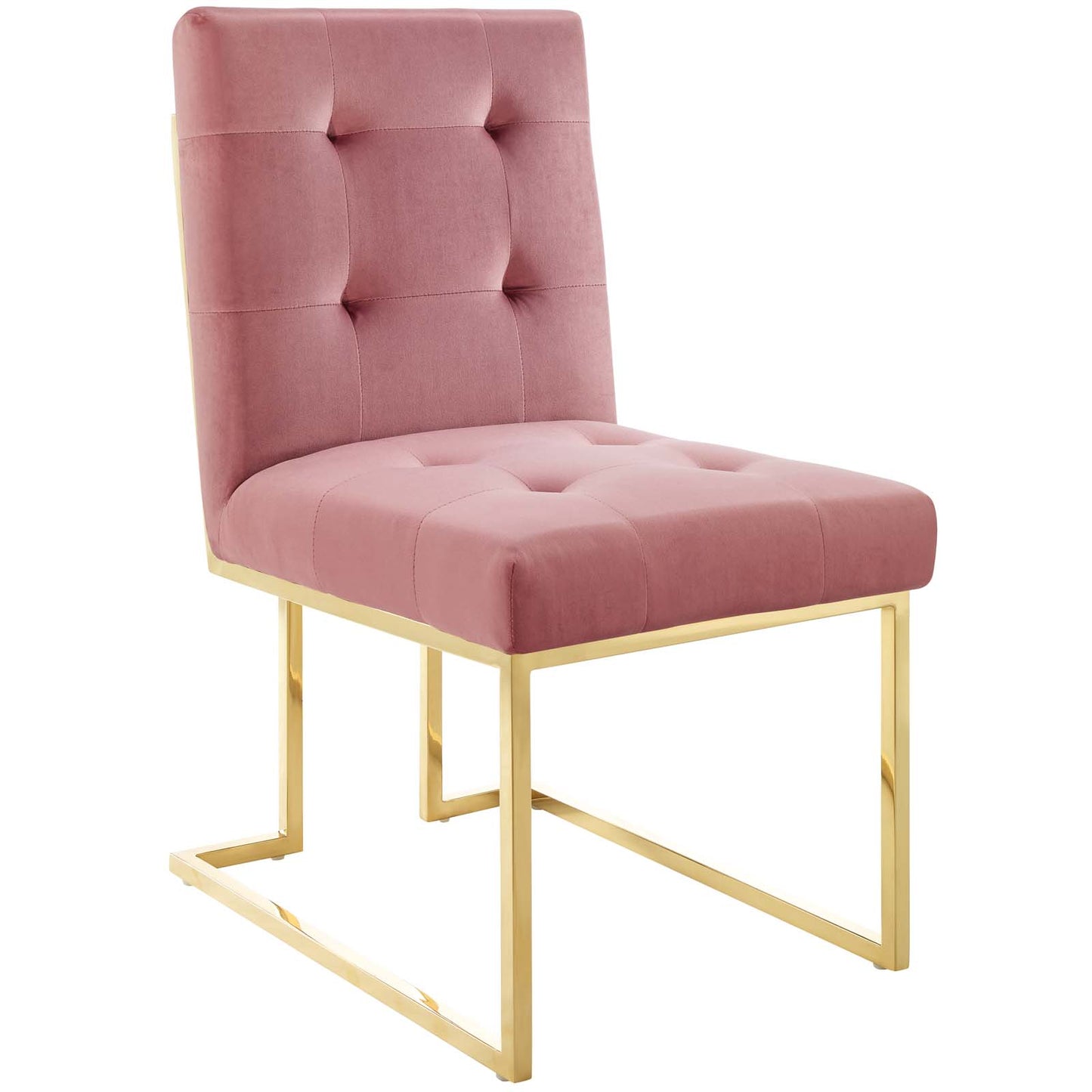 Lot de 2 chaises de salle à manger en velours et acier inoxydable Privy Gold par Modway