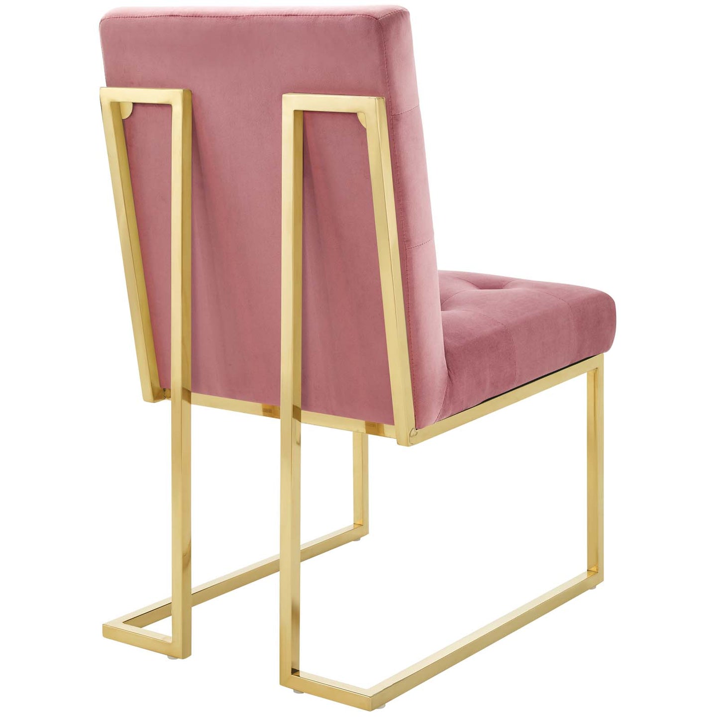 Lot de 2 chaises de salle à manger en velours et acier inoxydable Privy Gold par Modway