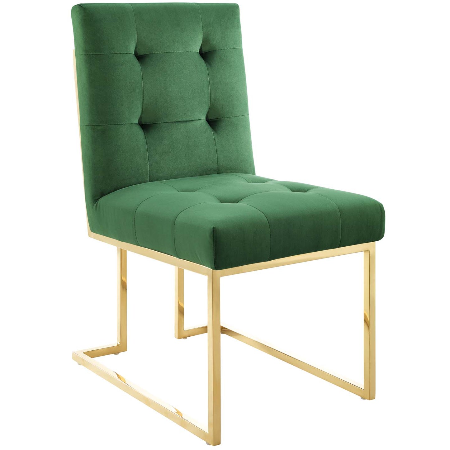 Lot de 2 chaises de salle à manger en velours et acier inoxydable Privy Gold par Modway