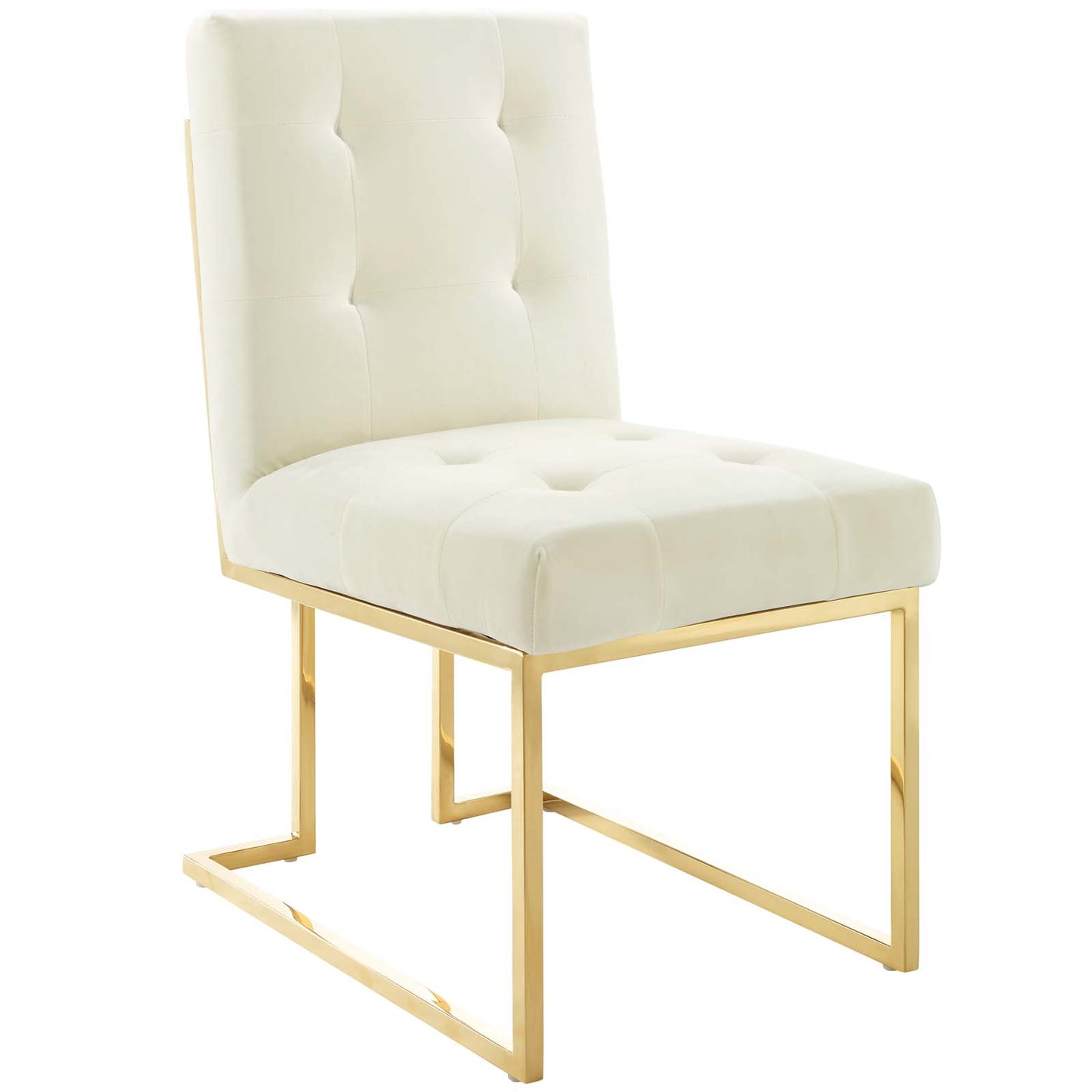 Lot de 2 chaises de salle à manger en velours et acier inoxydable Privy Gold par Modway