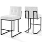 Lot de 2 tabourets de bar en tissu rembourré en acier inoxydable noir Privy par Modway