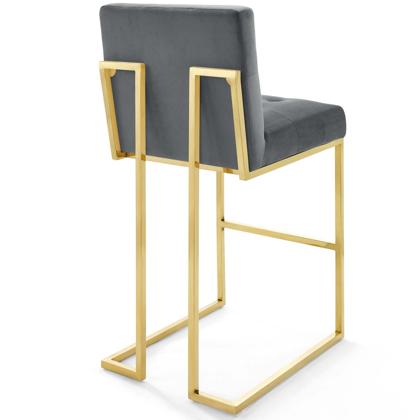 Lot de 2 tabourets de bar en velours et acier inoxydable Privy Gold par Modway