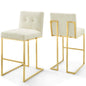 Lot de 2 tabourets de bar en velours et acier inoxydable Privy Gold par Modway