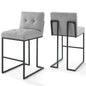 Lot de 2 tabourets de bar rembourrés en acier inoxydable noir Privy par Modway