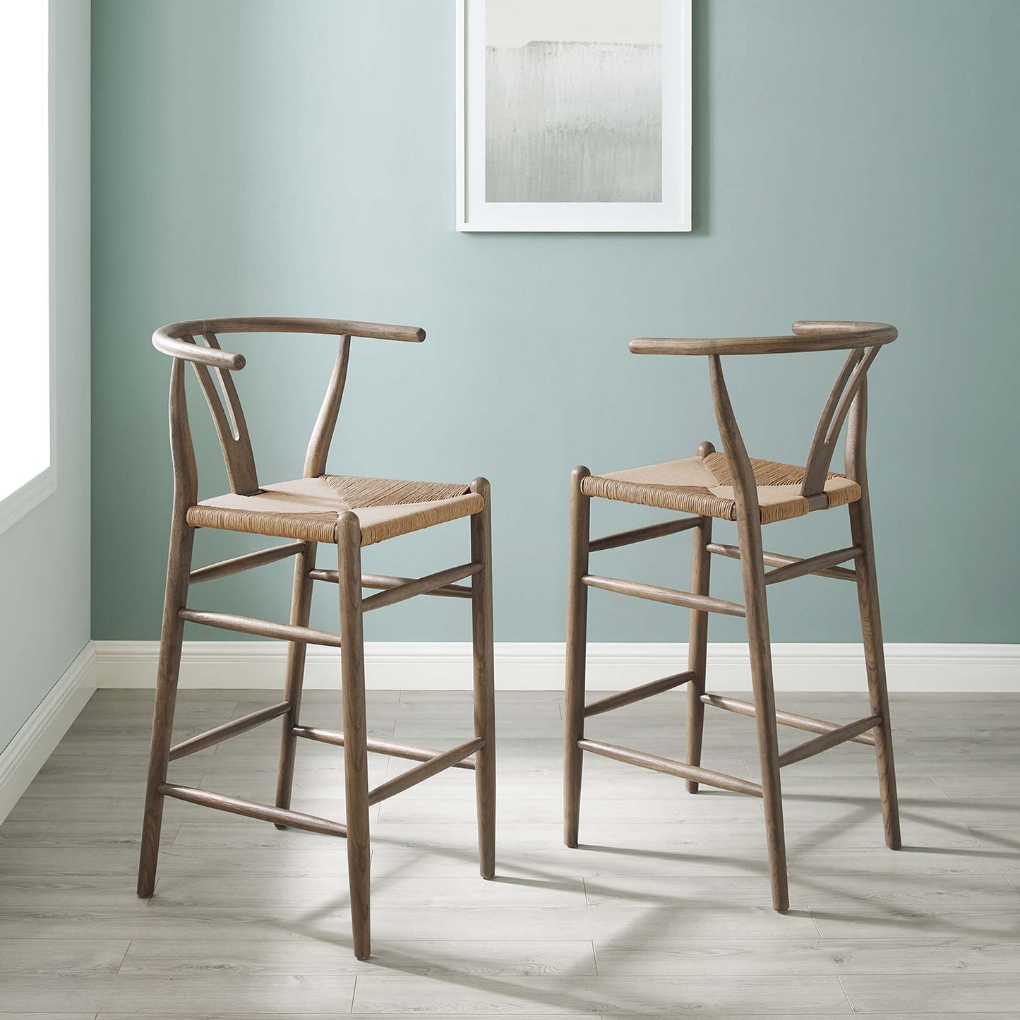 Amish Wood Bar Stool Set of 2