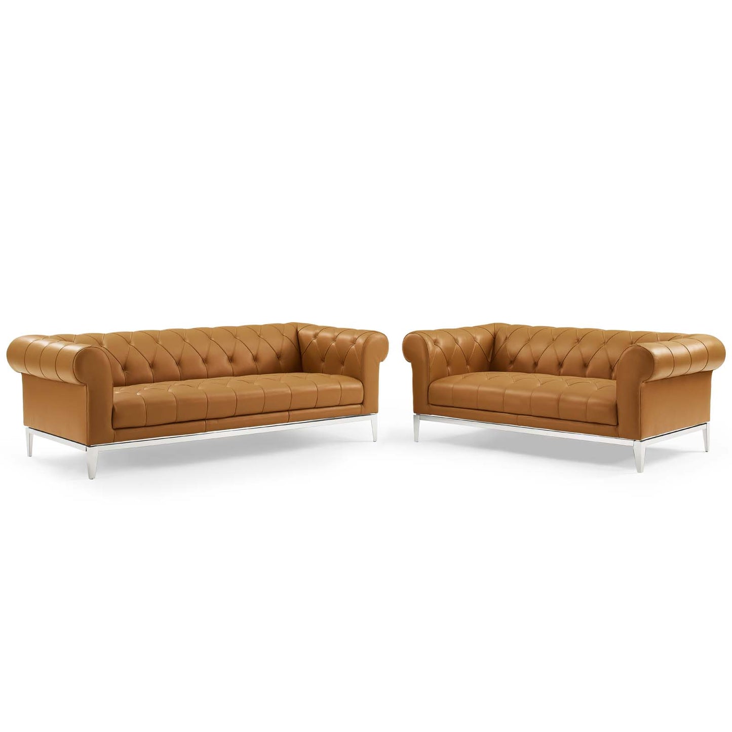 Idyll Tufted Upholstered Leather Sofa and Loveseat Set