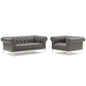 Idyll Tufted Upholstered Leather Loveseat and Armchair