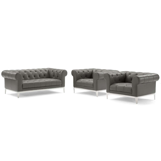 Idyll 3 Piece Tufted Upholstered Leather Set