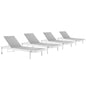 Charleston Outdoor Patio Aluminum Chaise Lounge Chair Set of 4