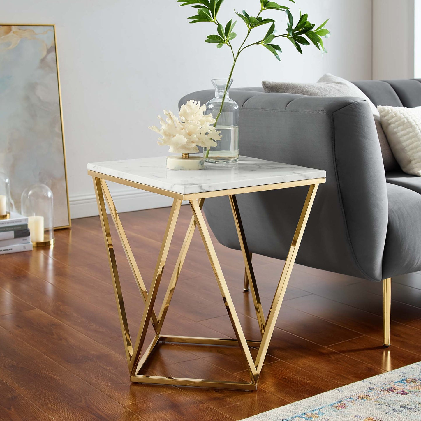 Vertex Gold Metal Stainless Steel End Table