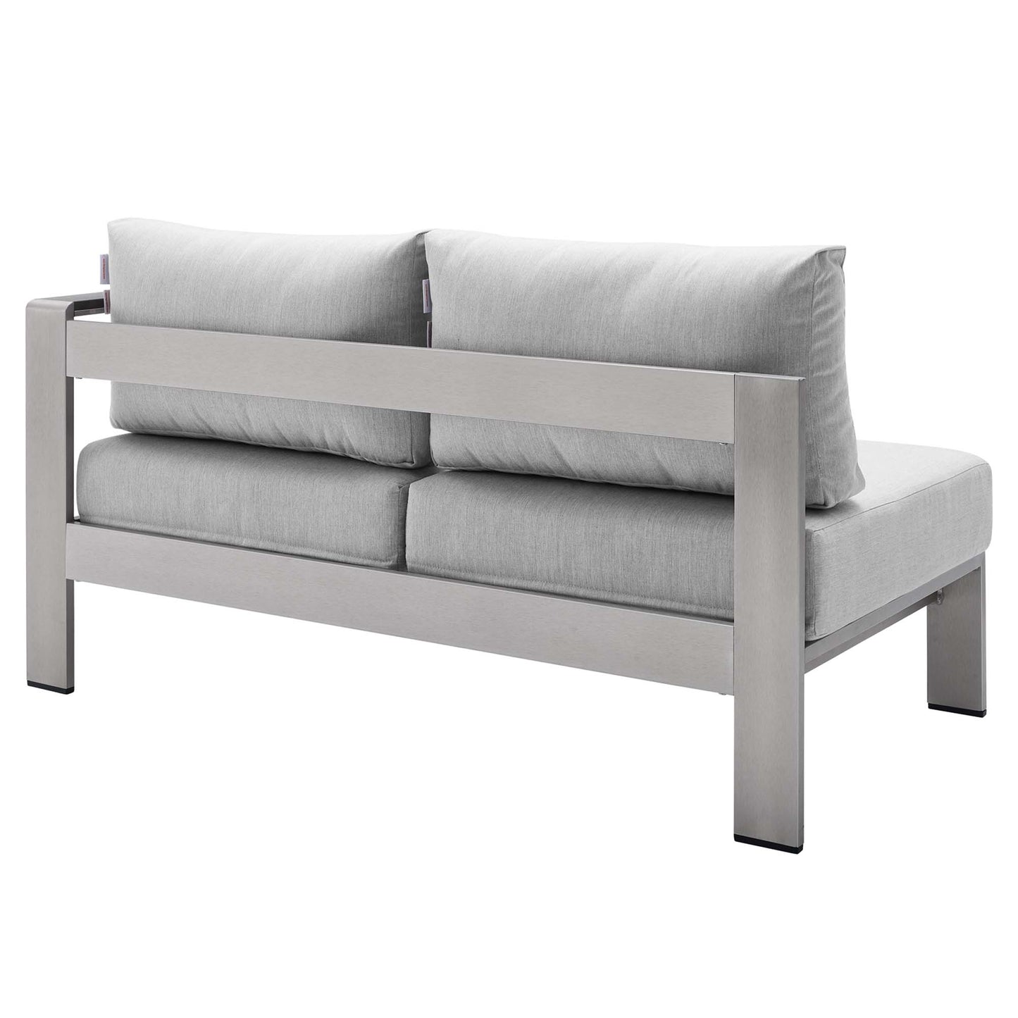 Loveseat de aluminio para patio exterior con brazo derecho y tela Sunbrella® de Shore de Modway