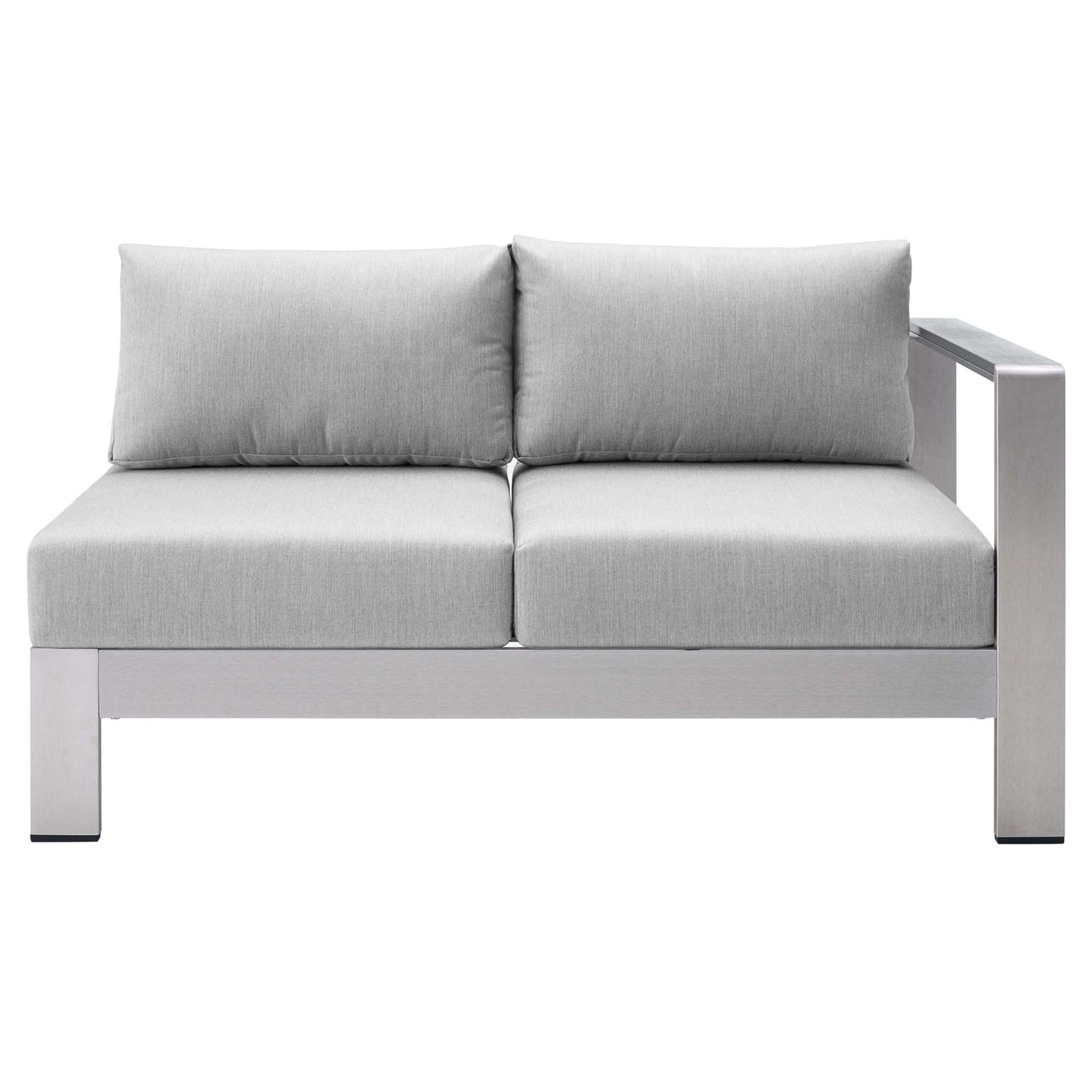 Loveseat de aluminio para patio exterior con brazo derecho y tela Sunbrella® de Shore de Modway