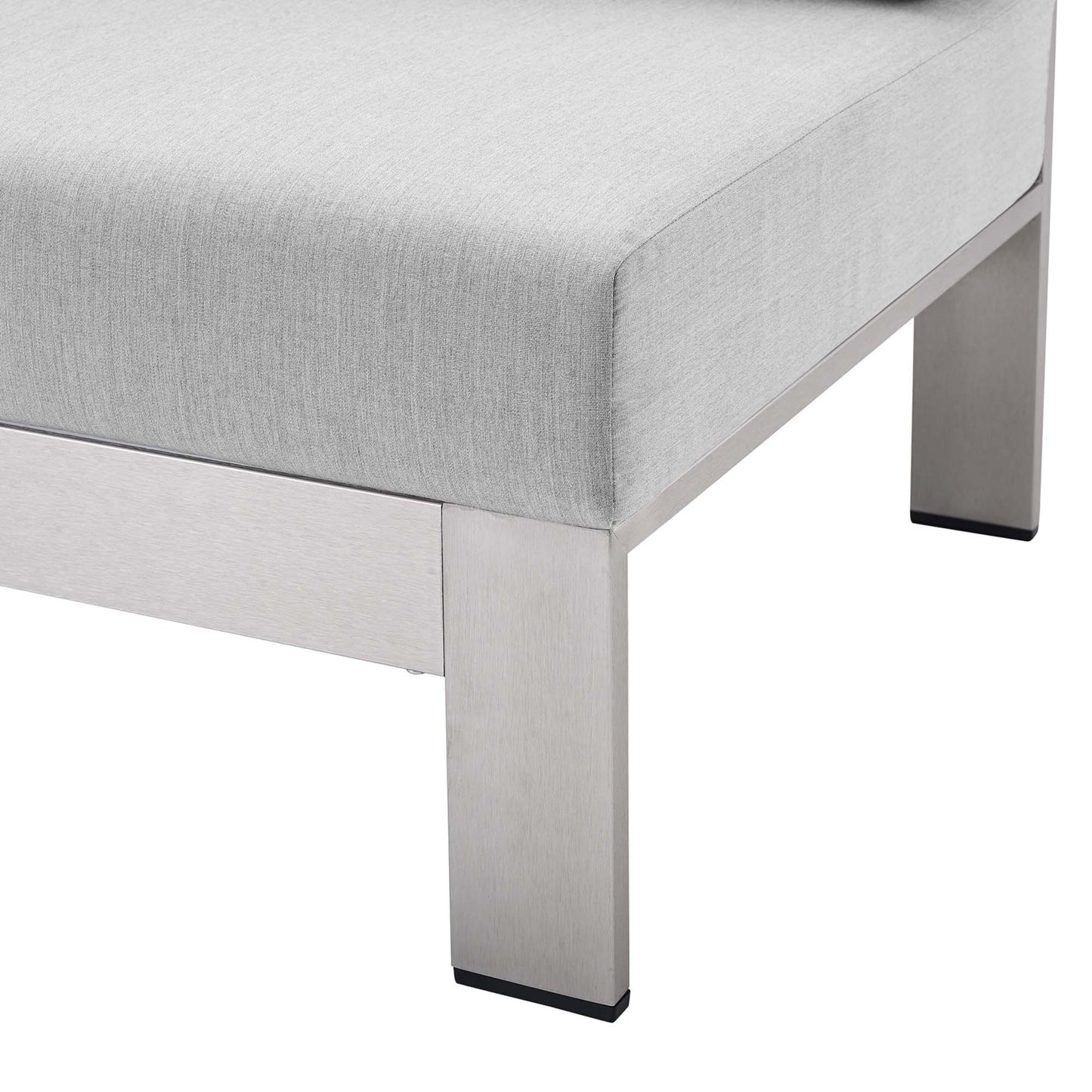 Loveseat de aluminio para patio exterior con brazo derecho y tela Sunbrella® de Shore de Modway