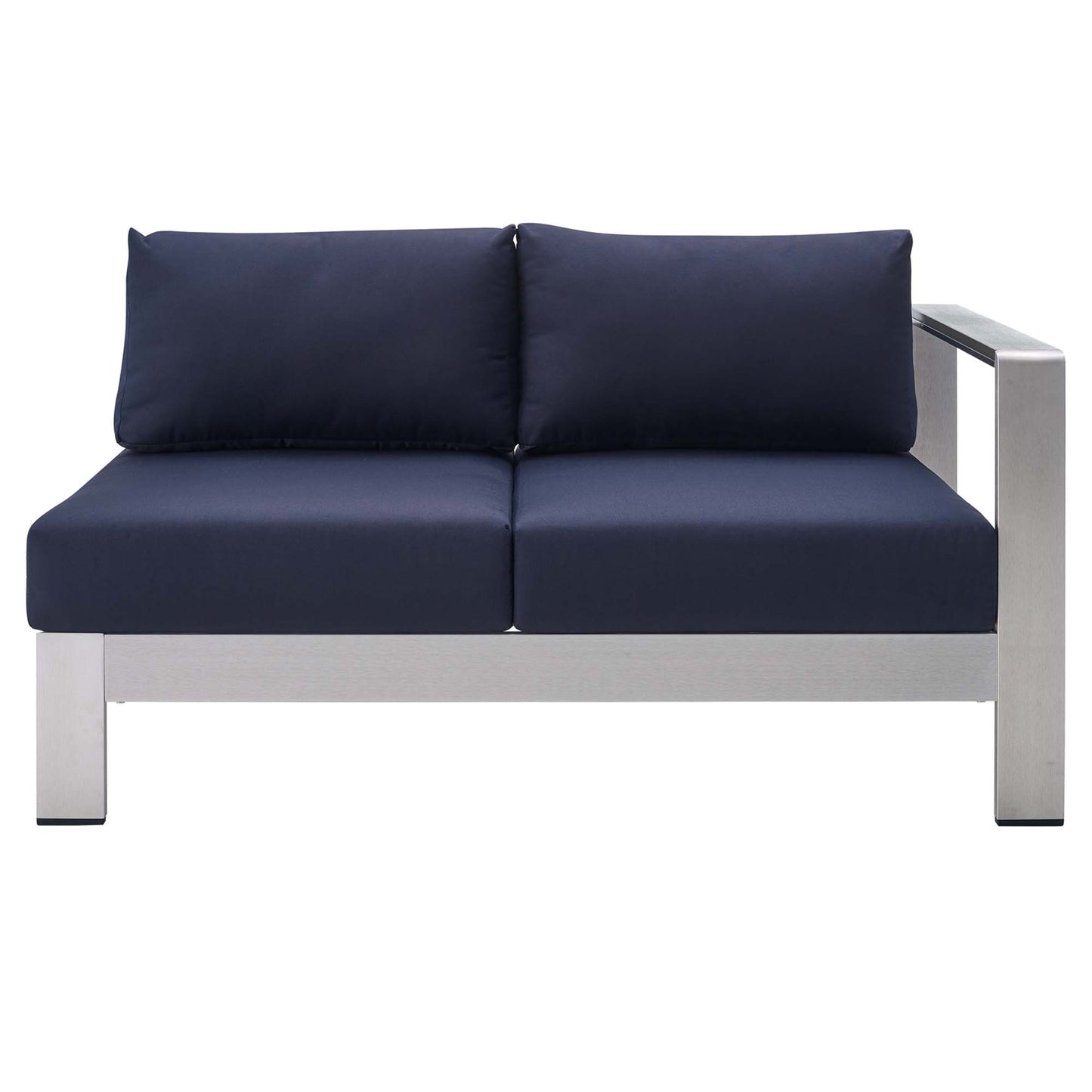 Loveseat de aluminio para patio exterior con brazo derecho y tela Sunbrella® de Shore de Modway