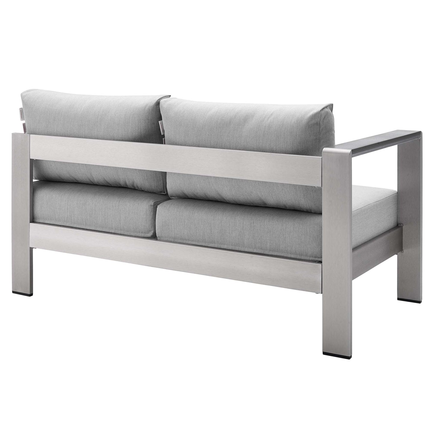 Loveseat para patio exterior con brazo izquierdo de aluminio y tela Sunbrella® de Shore de Modway