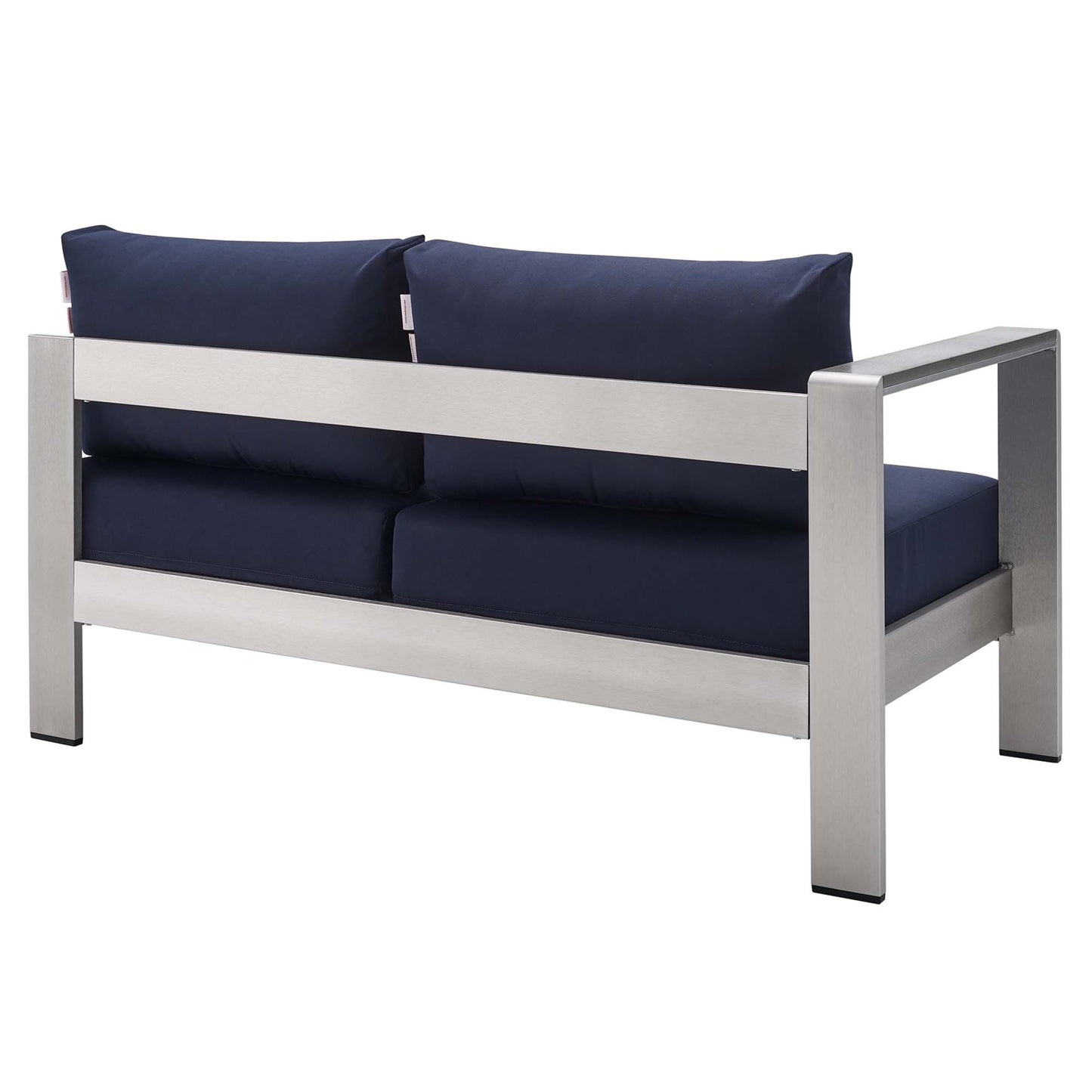 Loveseat para patio exterior con brazo izquierdo de aluminio y tela Sunbrella® de Shore de Modway