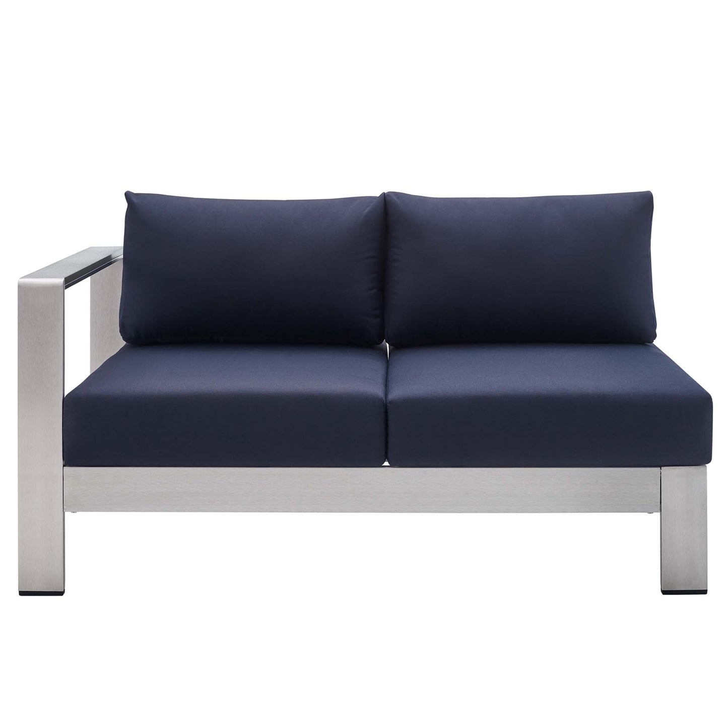 Loveseat para patio exterior con brazo izquierdo de aluminio y tela Sunbrella® de Shore de Modway