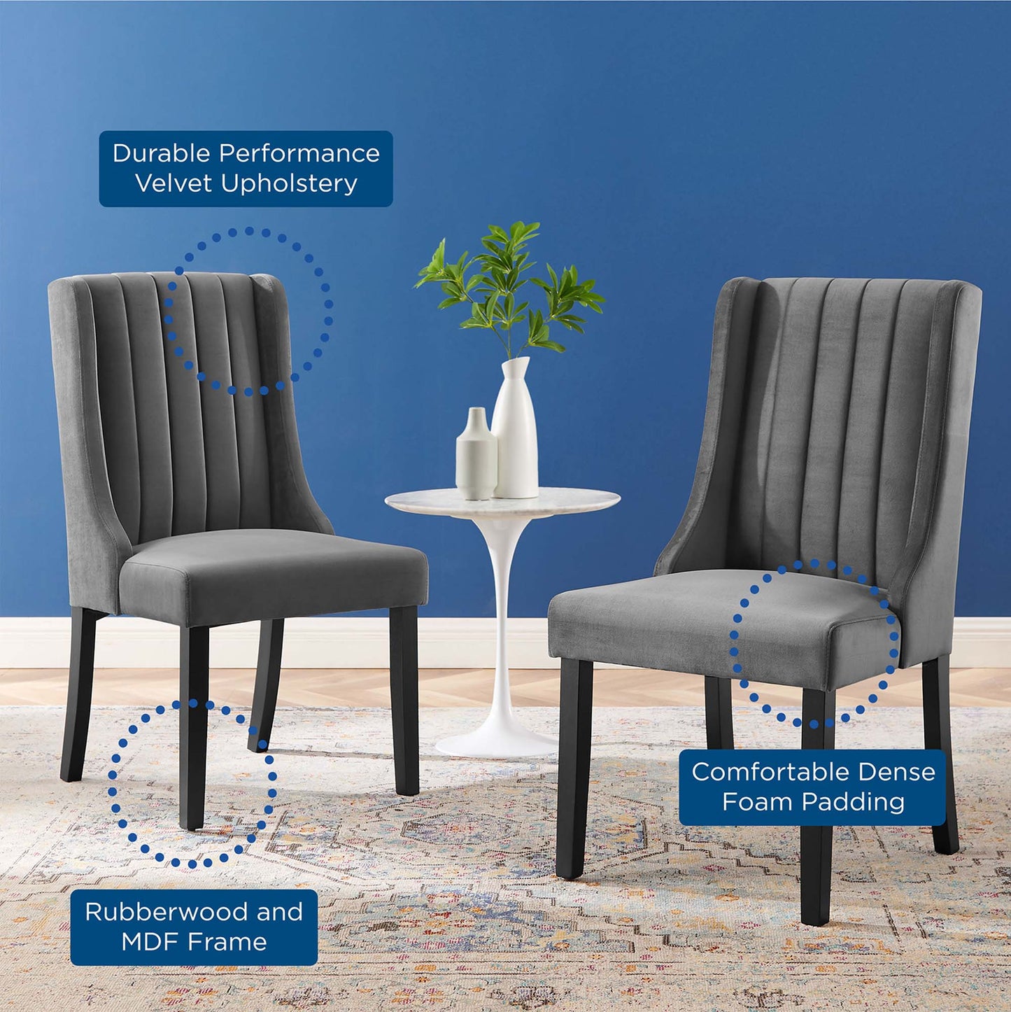 Renew Parsons Performance Velvet Dining Side Chairs Set of 2