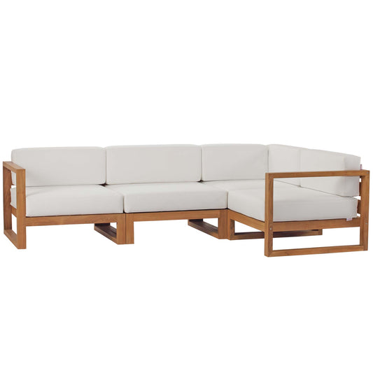 Upland 4-Piece Outdoor Patio Teak Wood Sectional Sofa Set