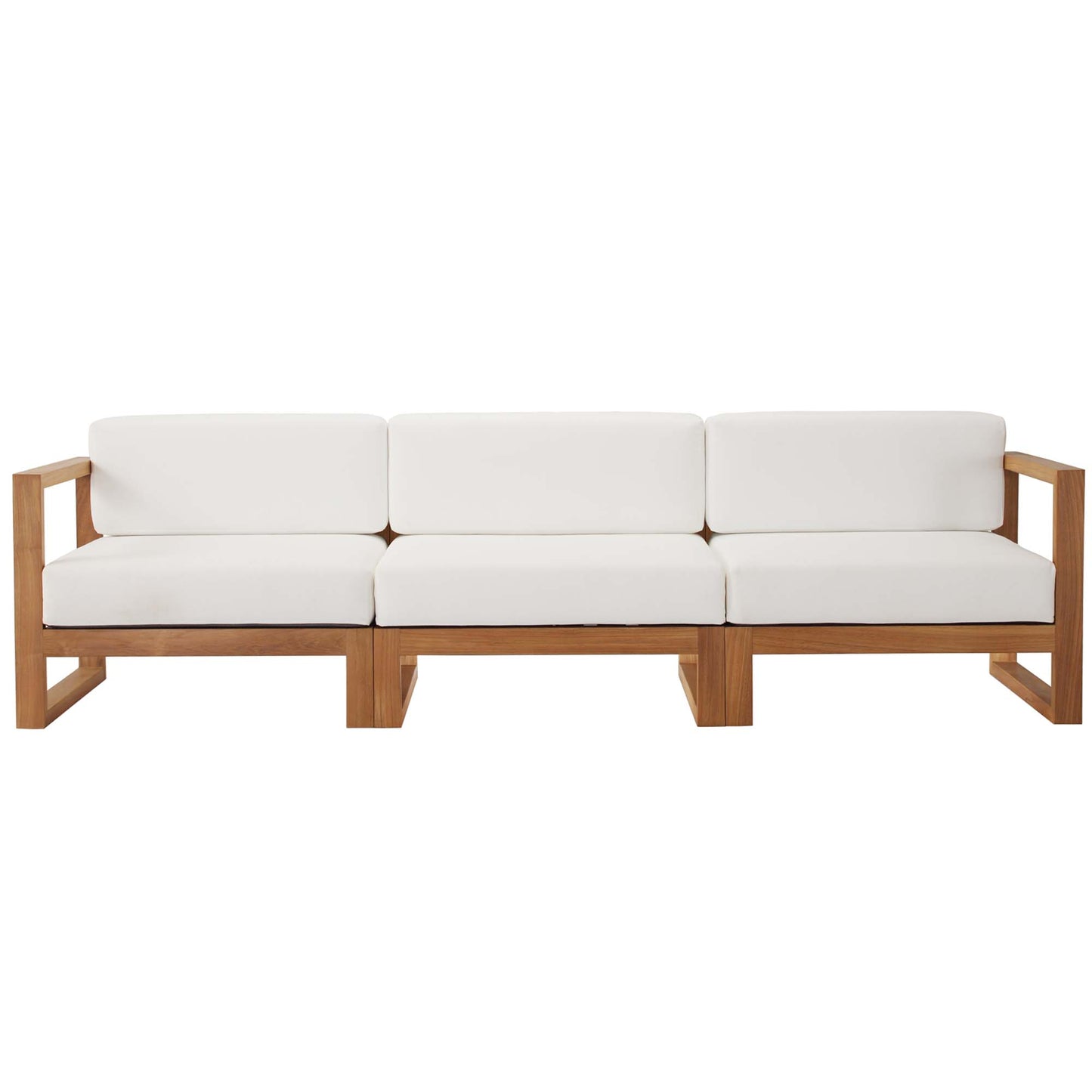 Upland 3-Piece Outdoor Patio Teak Wood Sectional Sofa Set