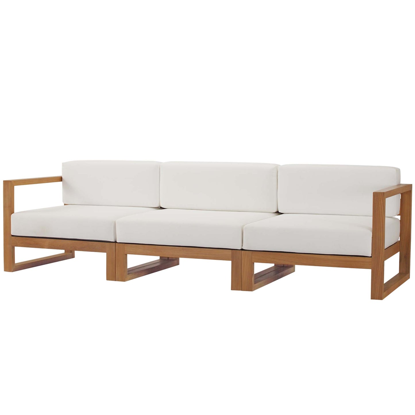 Upland 3-Piece Outdoor Patio Teak Wood Sectional Sofa Set