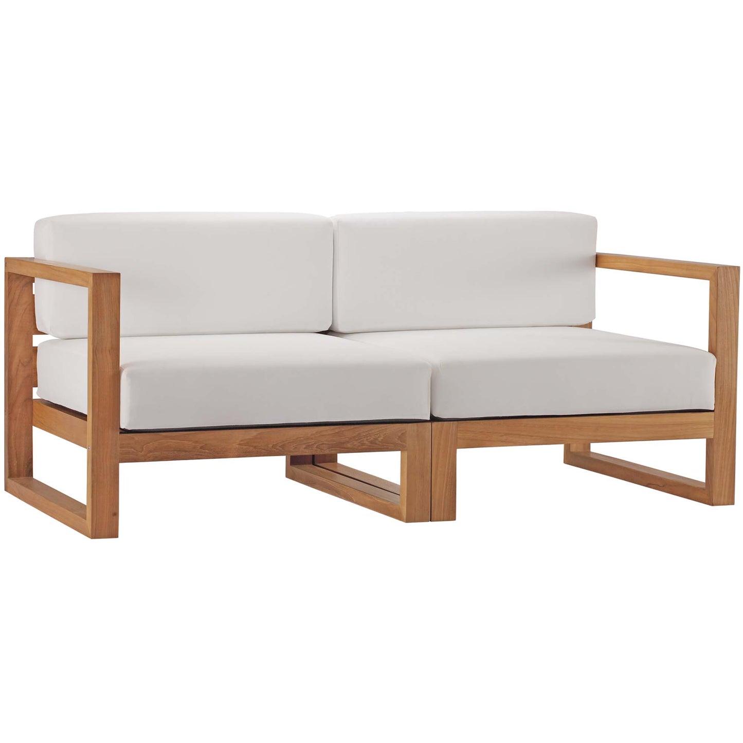 Upland 2-Piece Outdoor Patio Teak Wood Sectional Sofa Loveseat