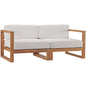 Upland 2-Piece Outdoor Patio Teak Wood Sectional Sofa Loveseat