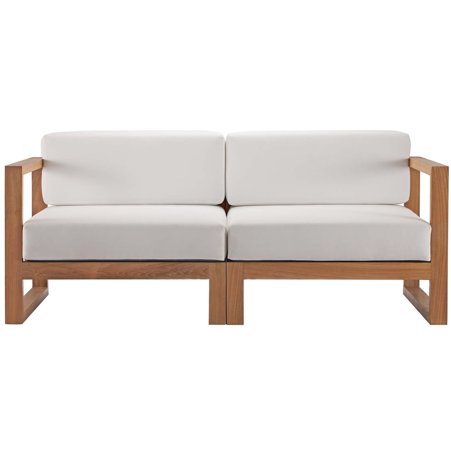 Upland 2-Piece Outdoor Patio Teak Wood Sectional Sofa Loveseat