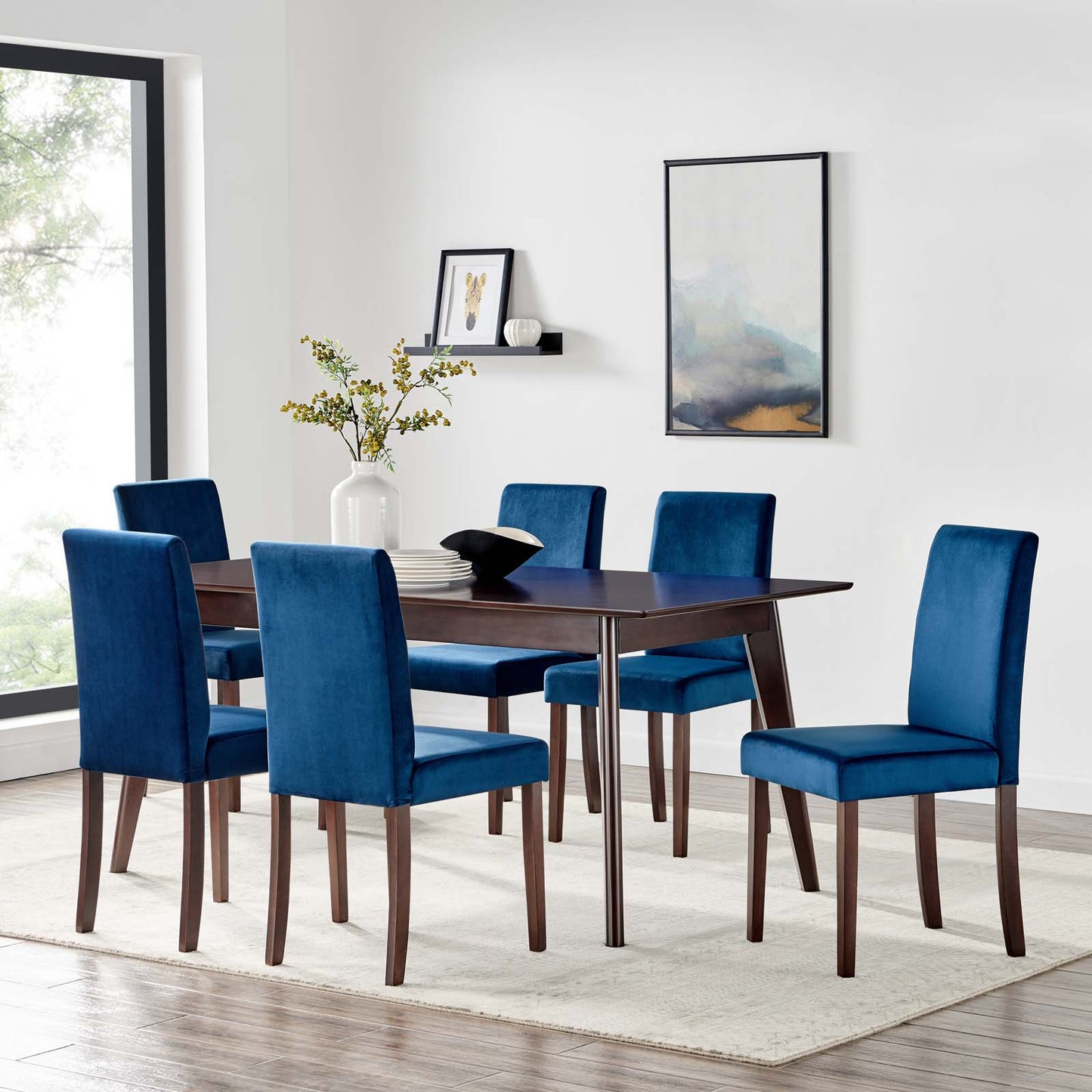 Prosper 7 Piece Upholstered Velvet Dining Set