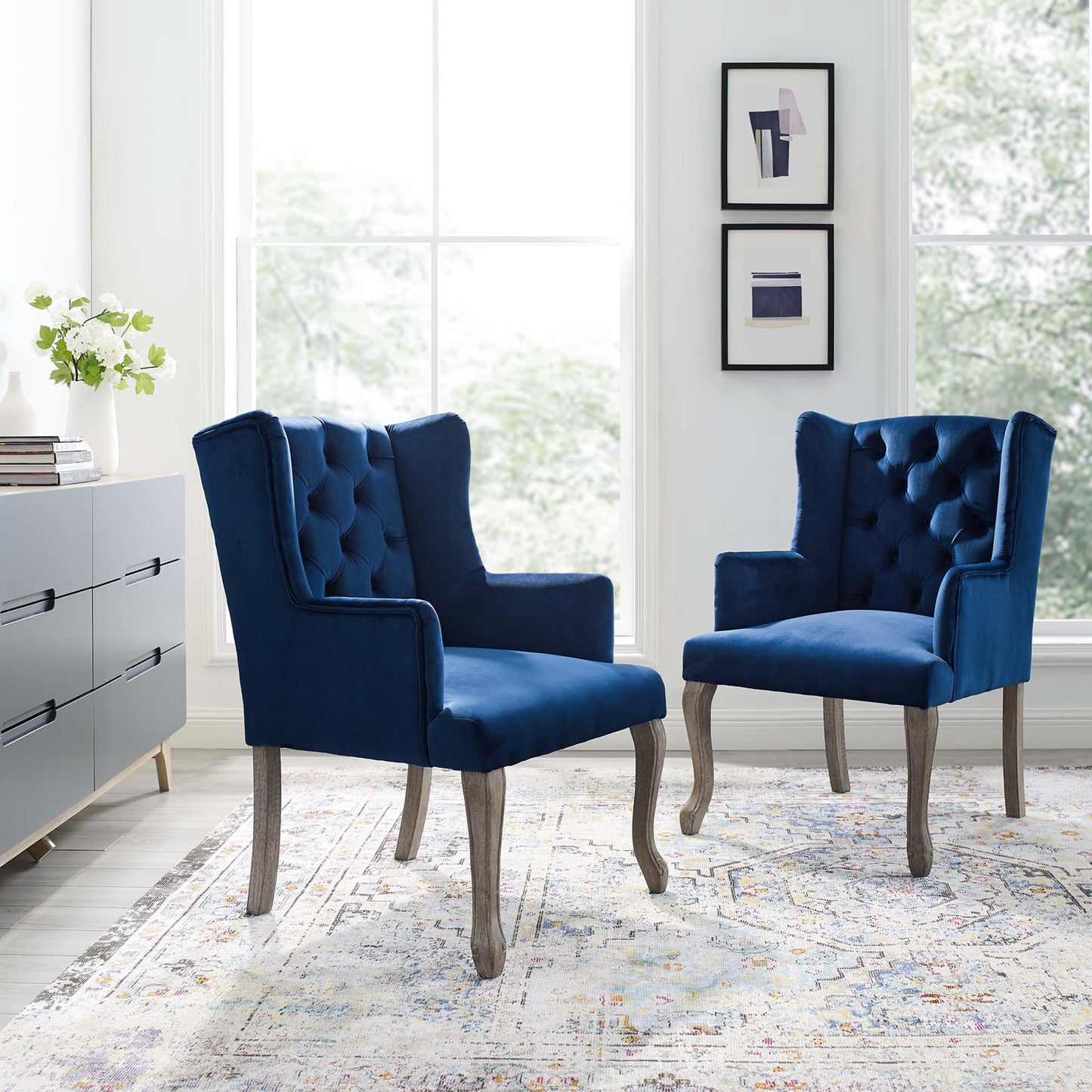 Realm Performance Velvet Armchair Set of 2