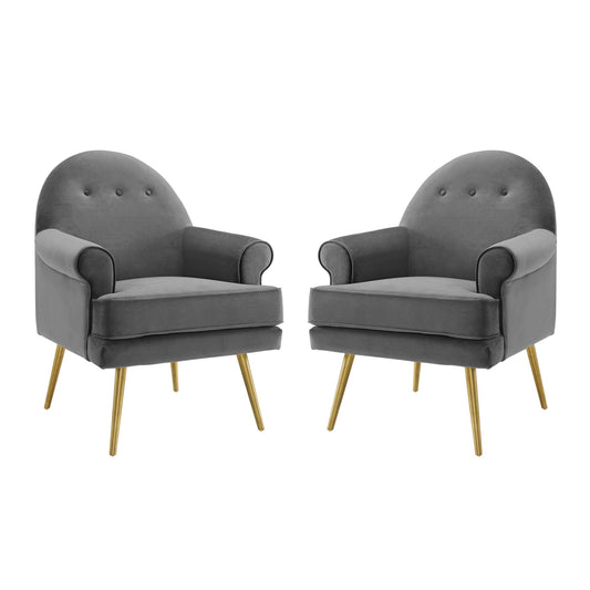 Revive Performance Velvet Armchair Set of 2