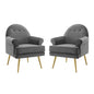 Juego de 2 sillones de terciopelo Revive Performance de Modway