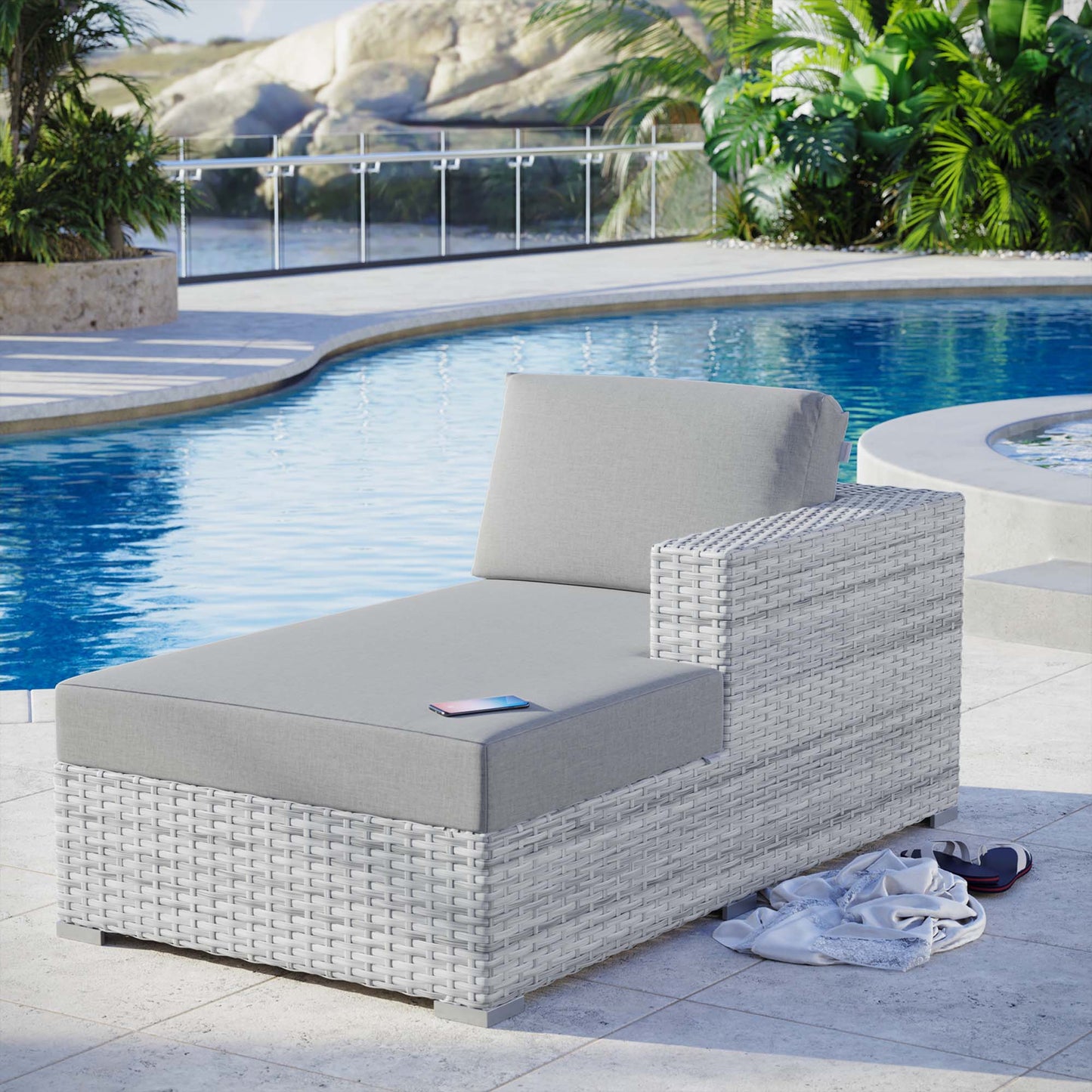 Chaise longue para patio exterior Convene de Modway