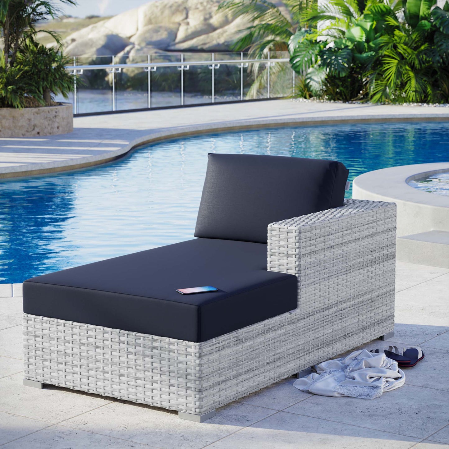 Chaise longue para patio exterior Convene de Modway