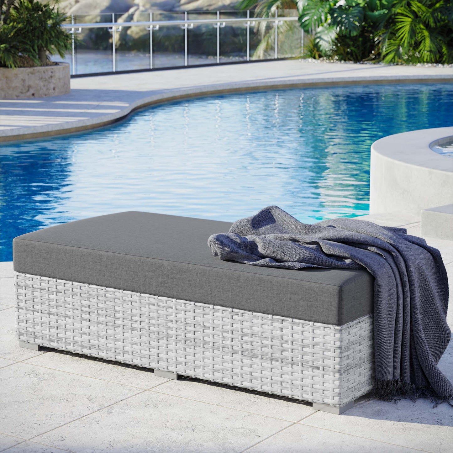 Convene Outdoor Patio Rectangular Ottoman